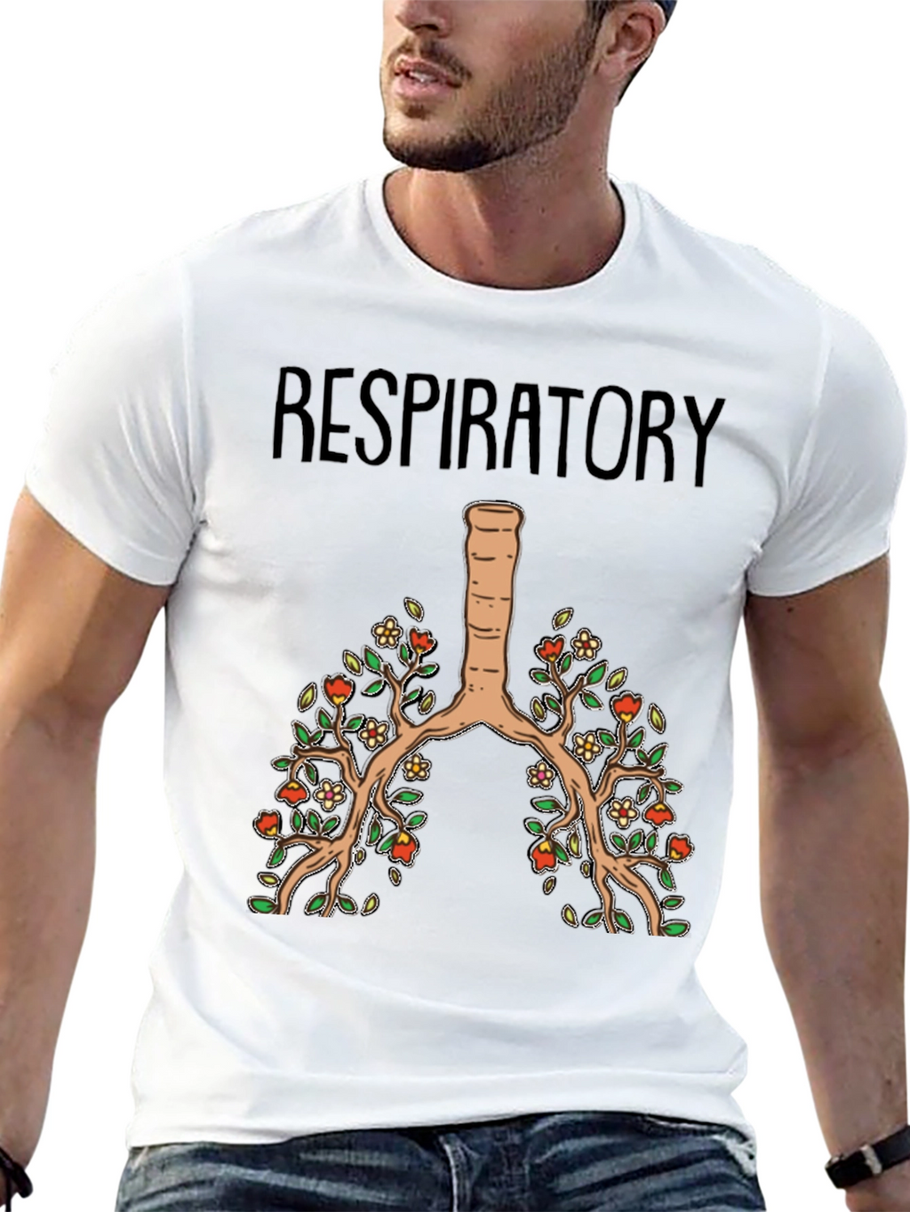 Respiratory System Floral Lung Anatomy T-Shirt
