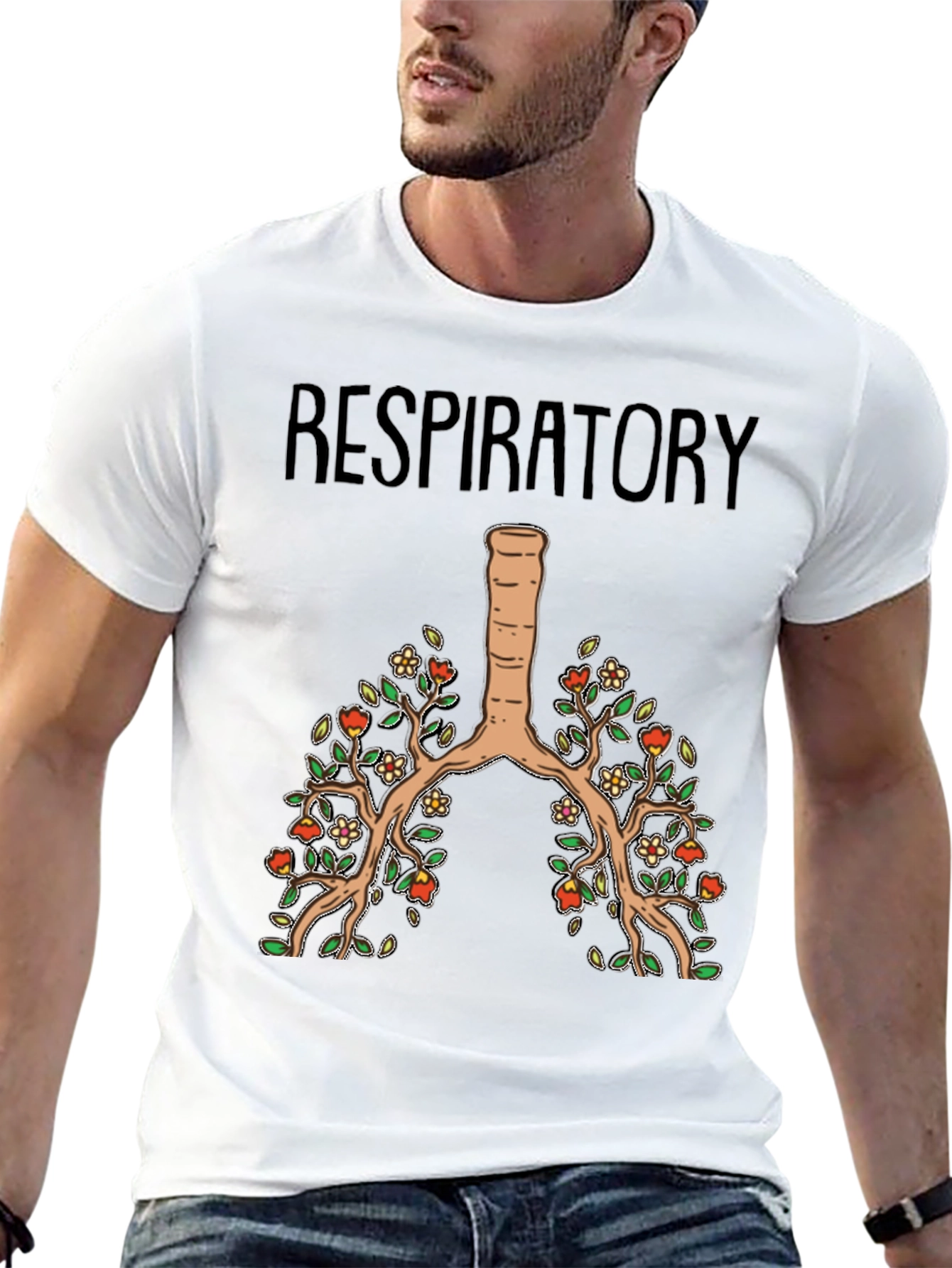 Respiratory System Floral Lung Anatomy T-Shirt