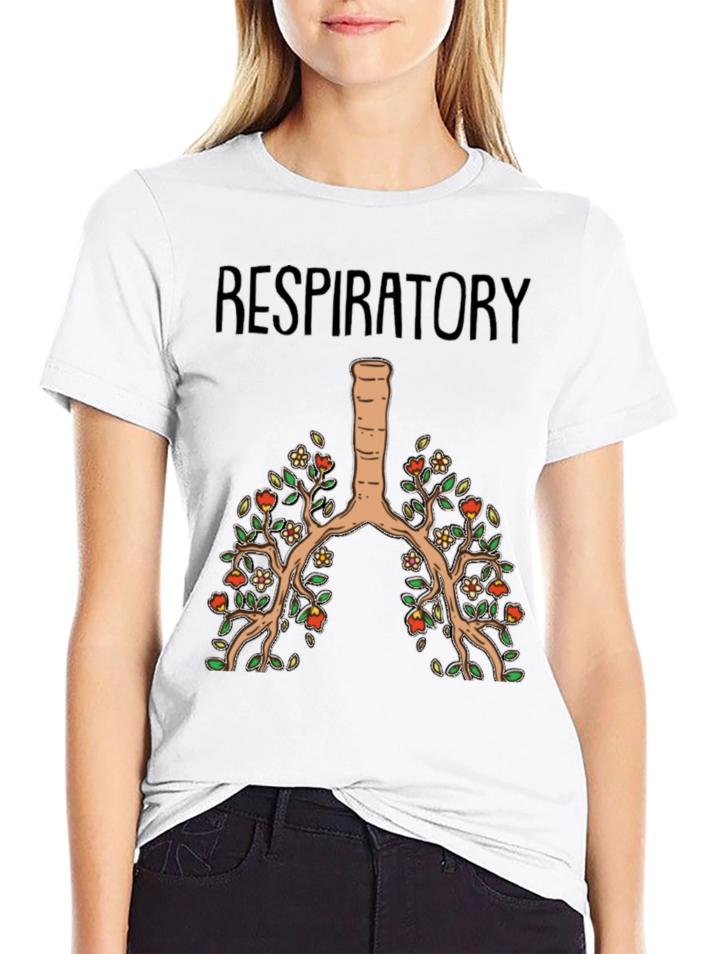 Respiratory System Floral Lung Anatomy T-Shirt