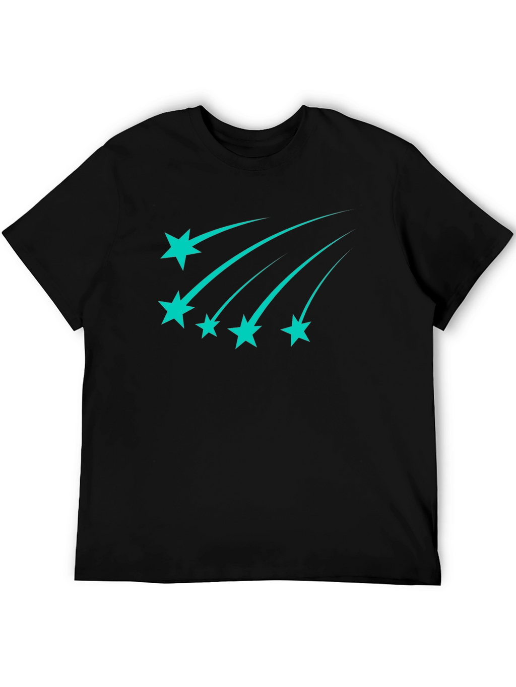 Stylish Black Tee with Teal Shooting Stars
