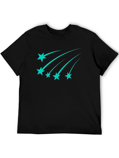 Stylish Black Tee with Teal Shooting Stars