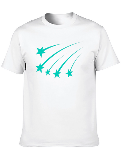 Stylish Black Tee with Teal Shooting Stars