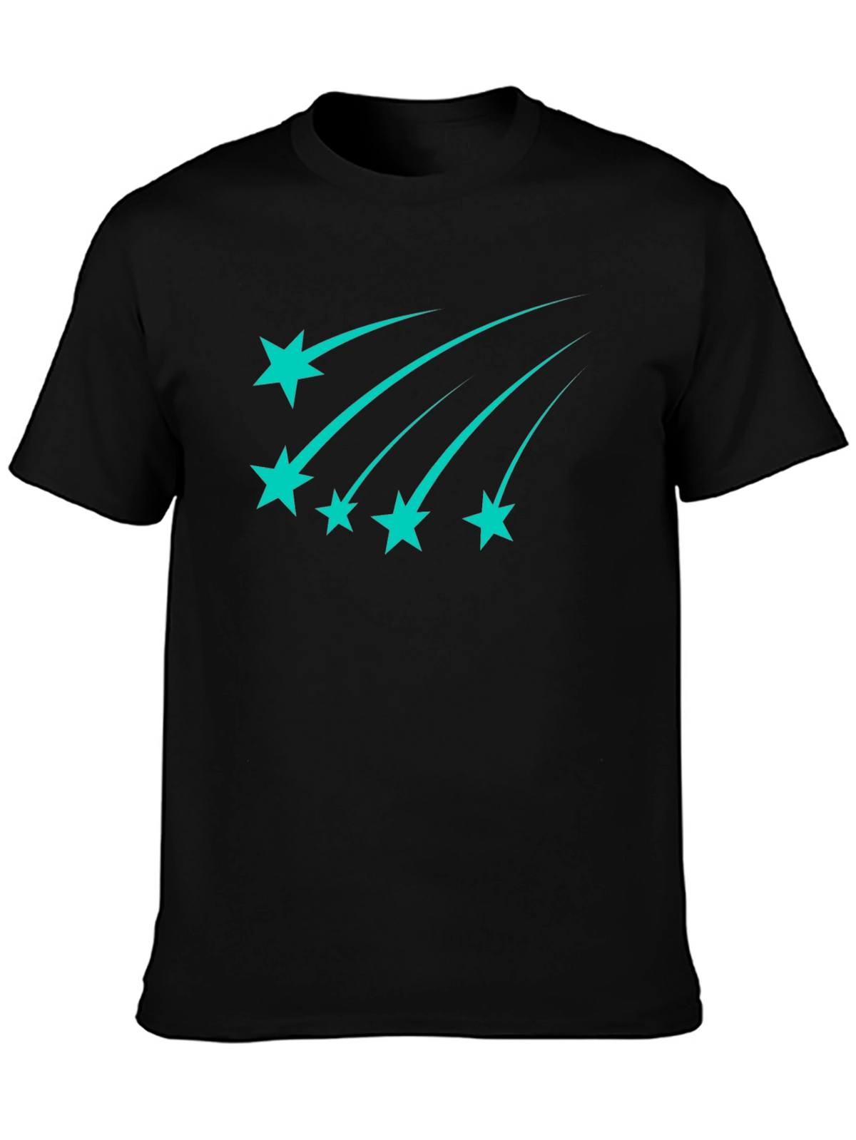 Stylish Black Tee with Teal Shooting Stars