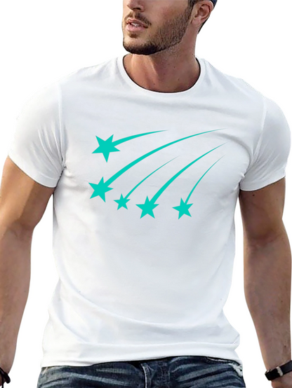 Stylish Black Tee with Teal Shooting Stars