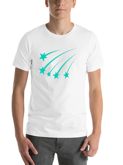 Stylish Black Tee with Teal Shooting Stars