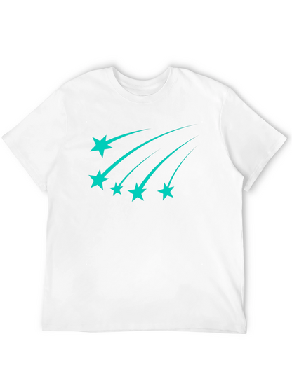 Stylish Black Tee with Teal Shooting Stars