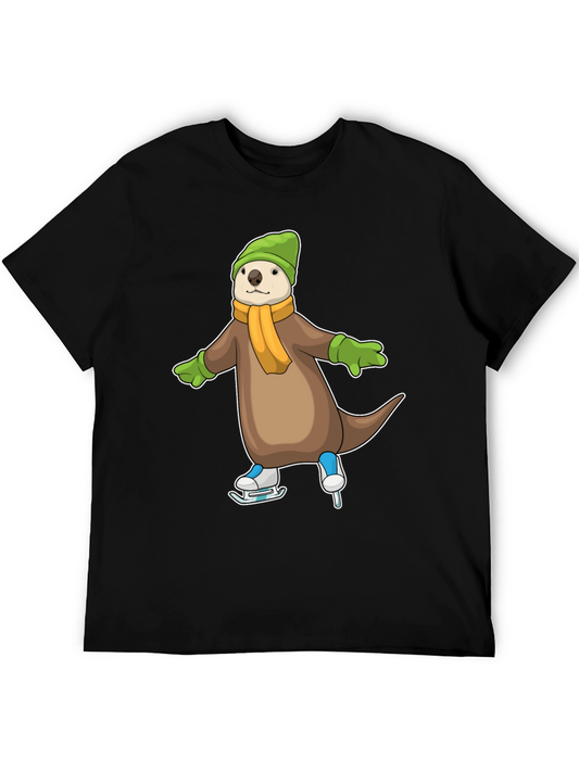 Cute Otter Ice Skating Graphic Tee
