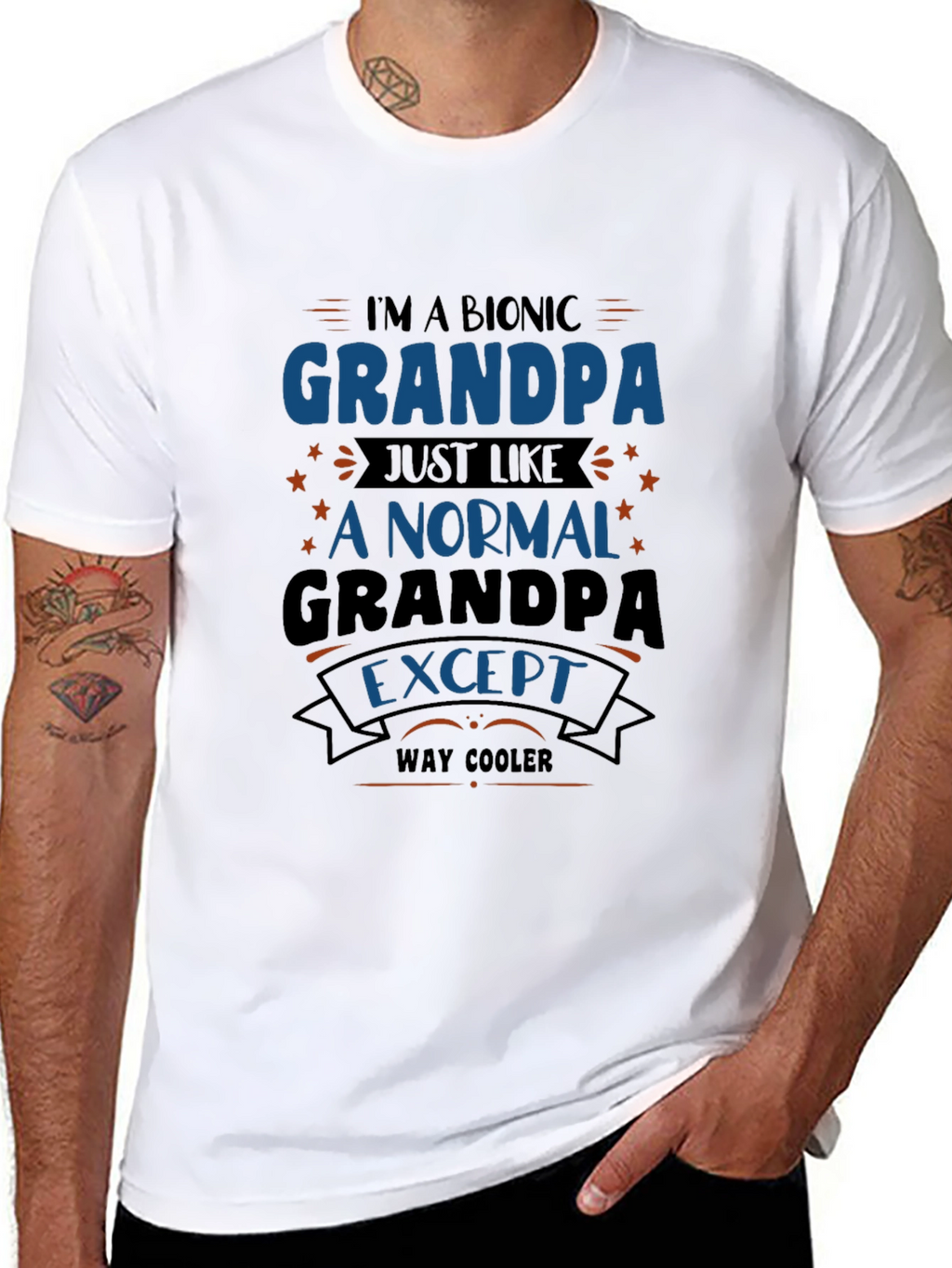 Bionic Grandpa T-Shirt - Way Cooler Grandfather Tee
