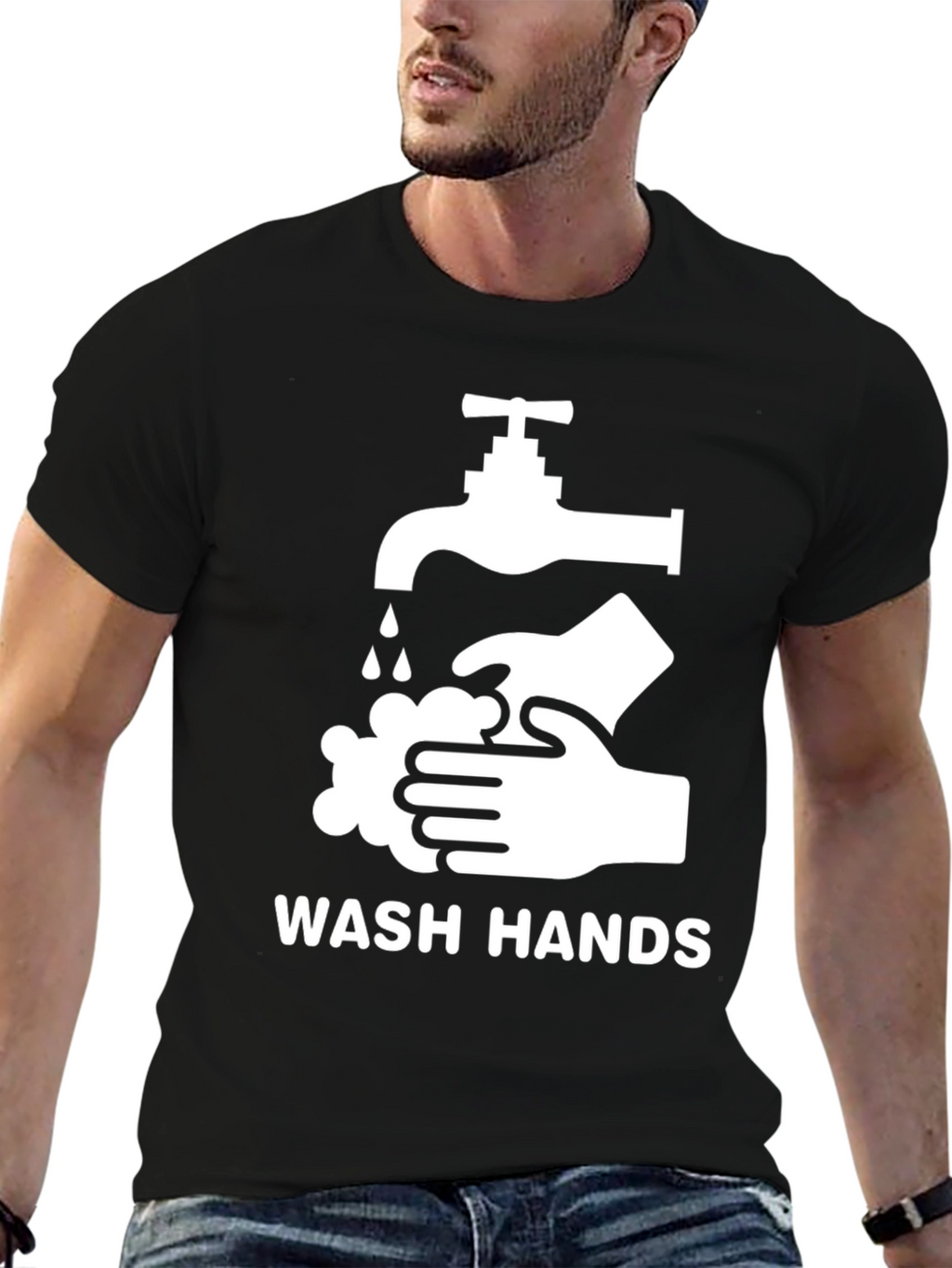 Wash Hands Graphic Tee - Black