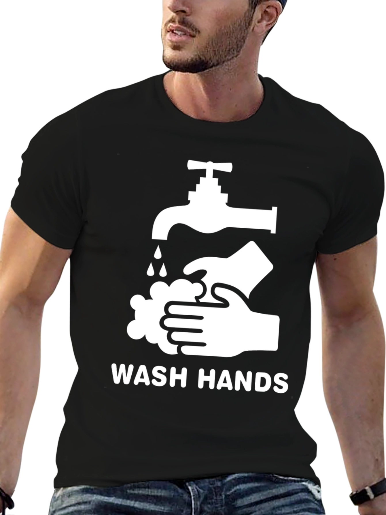 Wash Hands Graphic Tee - Black