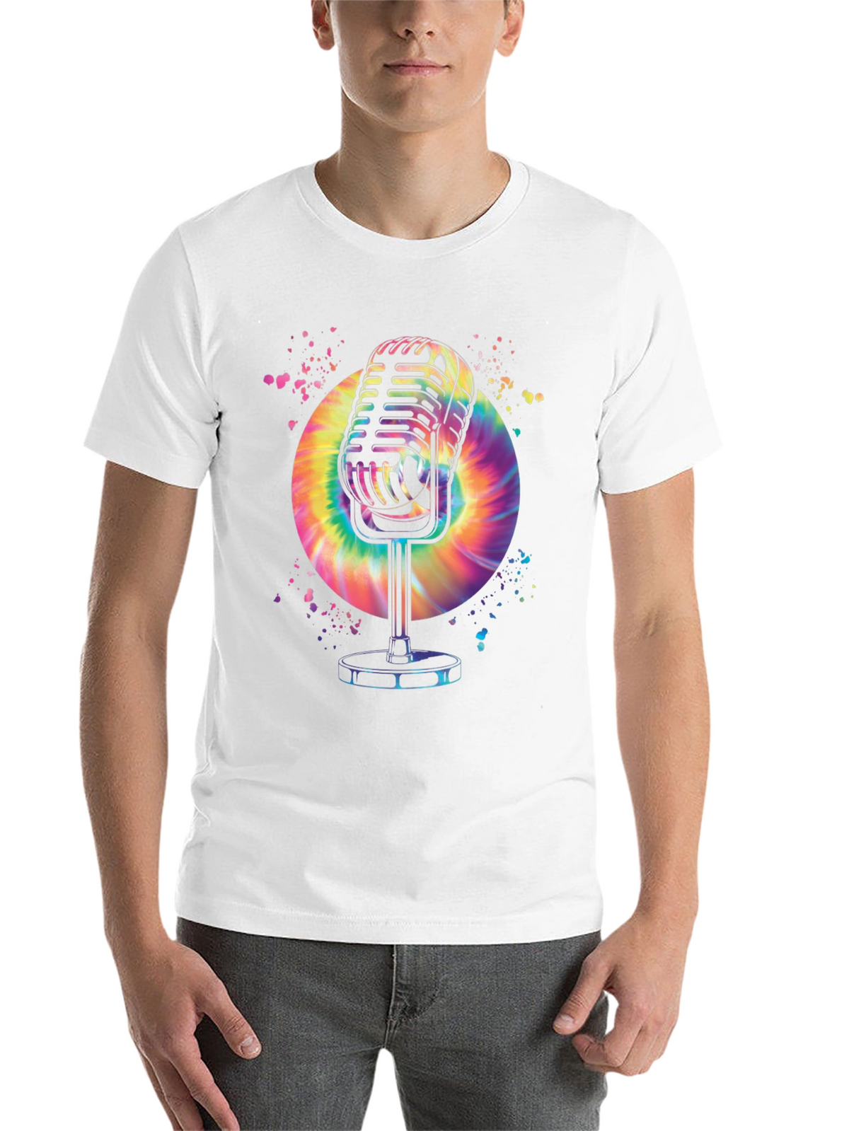 Retro Microphone Graphic T-Shirt - Black