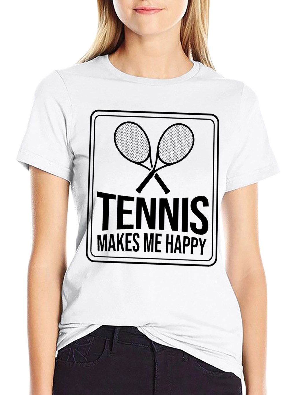 Tennis Makes Me Happy Graphic T-Shirt