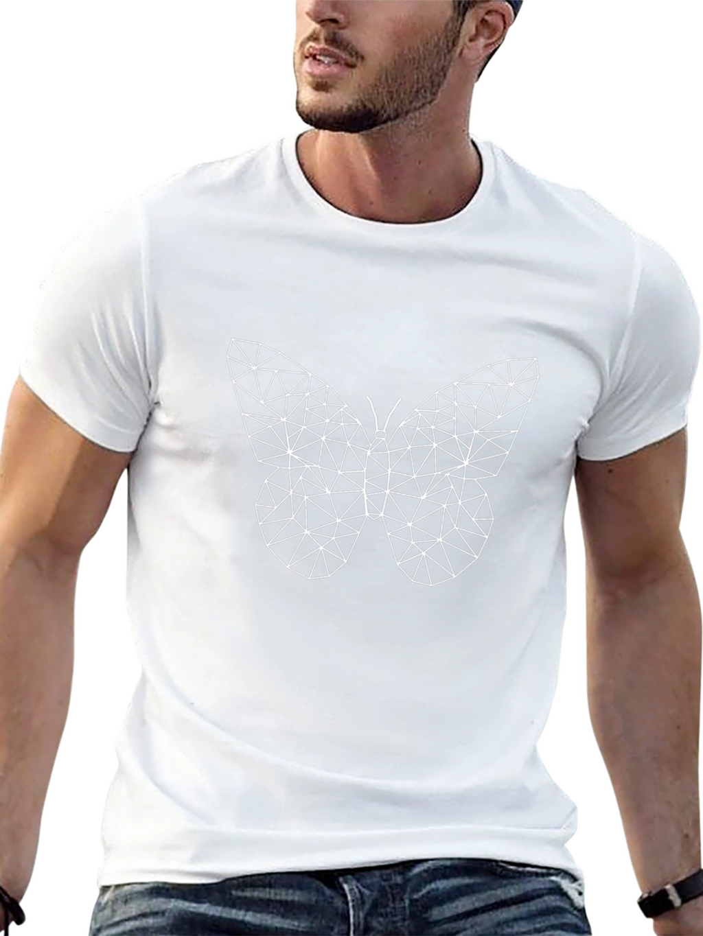 Geometric Butterfly Graphic T-Shirt - Black
