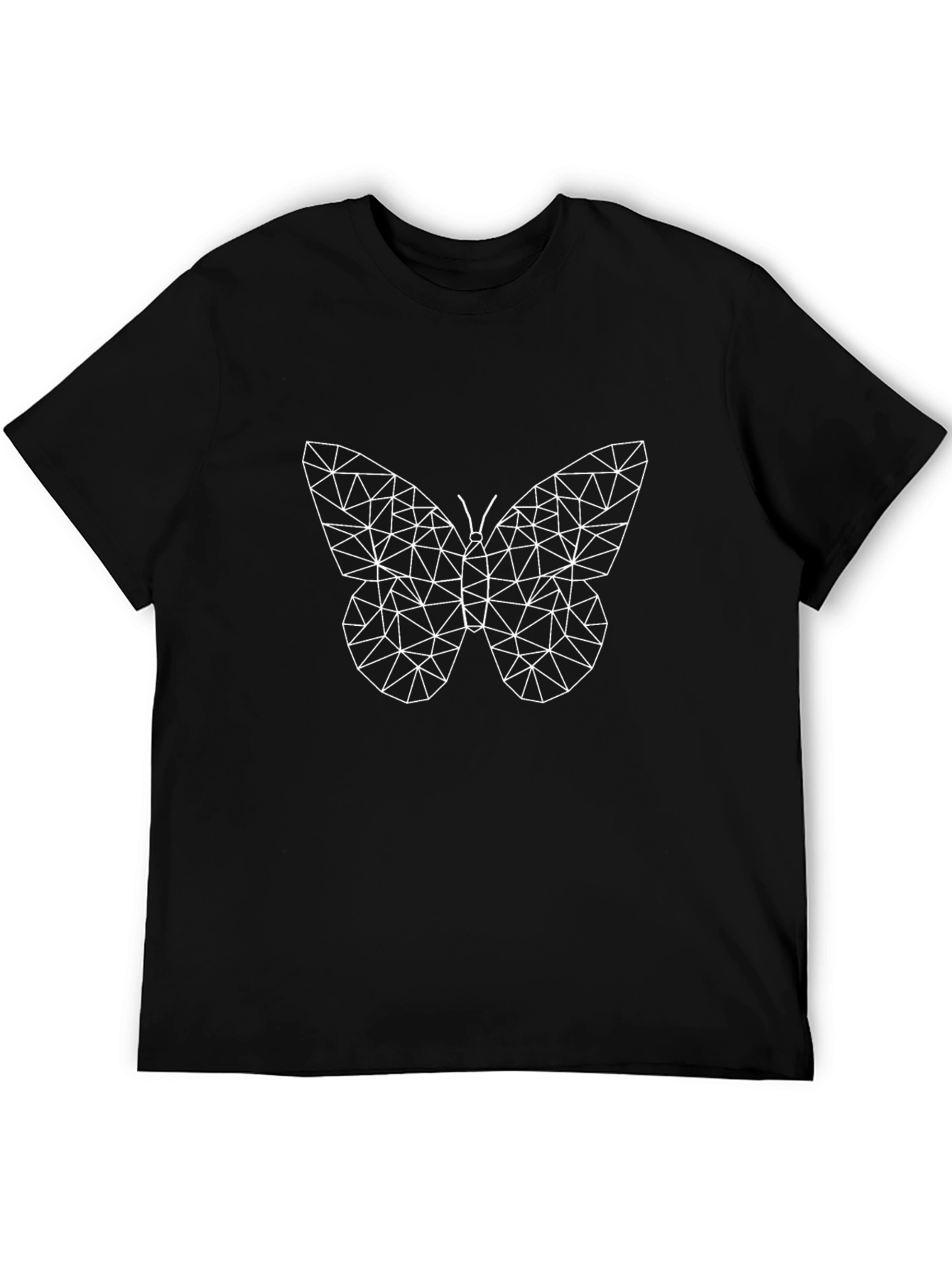 Geometric Butterfly Graphic T-Shirt - Black