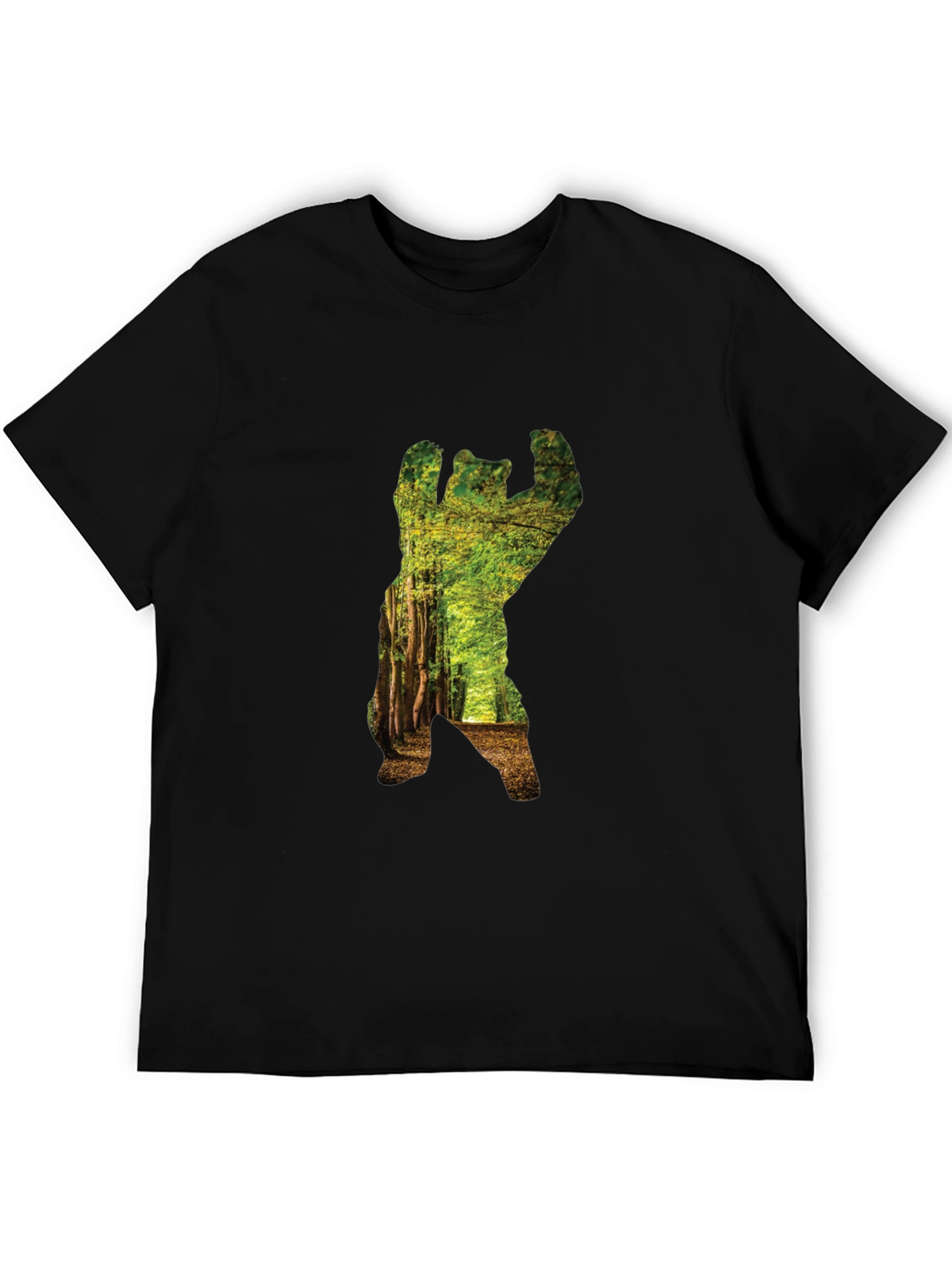 Nature Bear Graphic T-Shirt - Black Cotton Tee