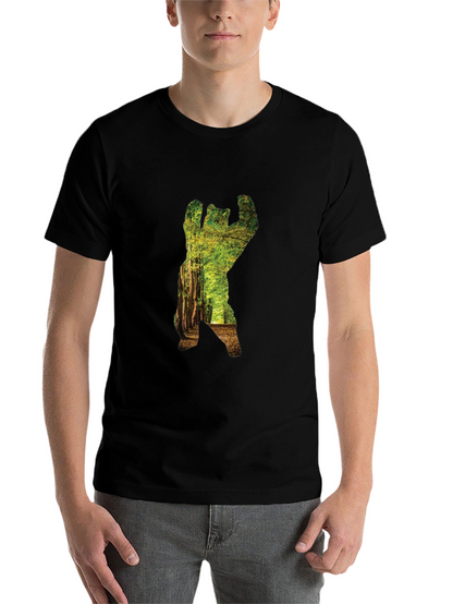 Nature Bear Graphic T-Shirt - Black Cotton Tee