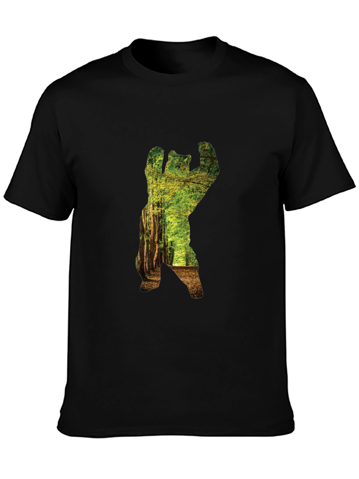 Nature Bear Graphic T-Shirt - Black Cotton Tee