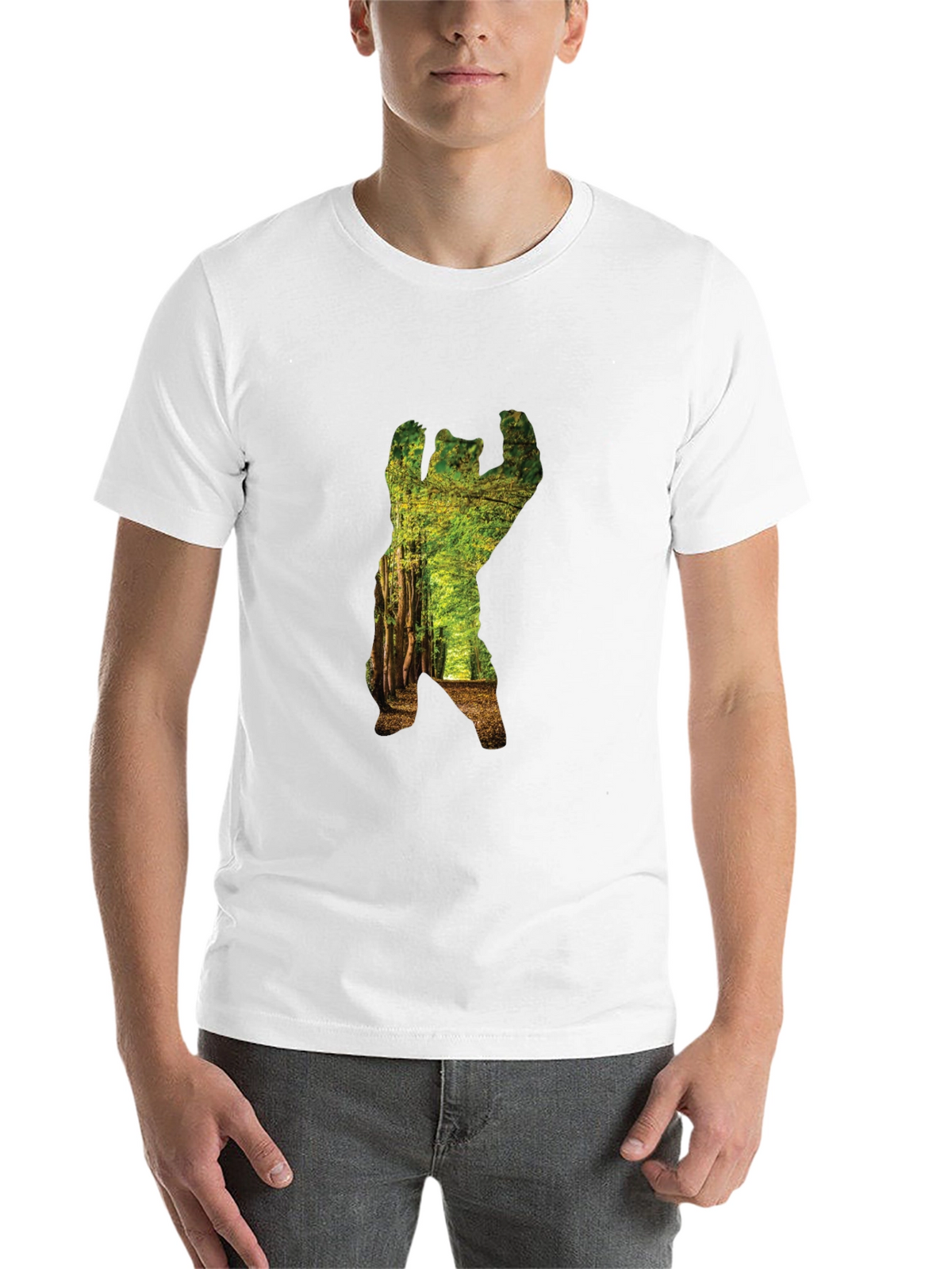 Nature Bear Graphic T-Shirt - Black Cotton Tee