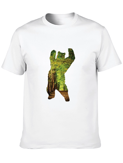Nature Bear Graphic T-Shirt - Black Cotton Tee
