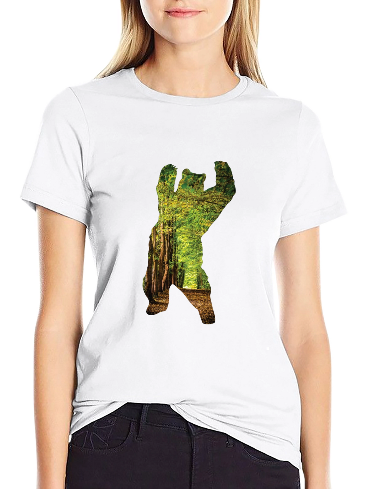 Nature Bear Graphic T-Shirt - Black Cotton Tee