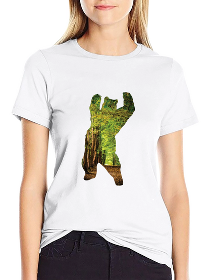 Nature Bear Graphic T-Shirt - Black Cotton Tee