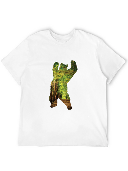 Nature Bear Graphic T-Shirt - Black Cotton Tee