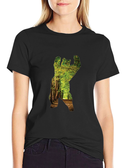 Nature Bear Graphic T-Shirt - Black Cotton Tee