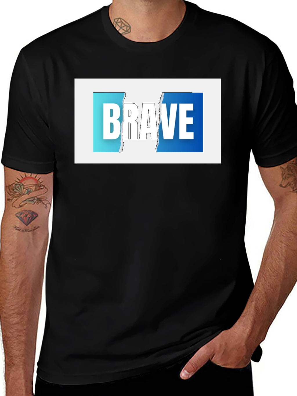 Brave Graphic Print Black T-Shirt