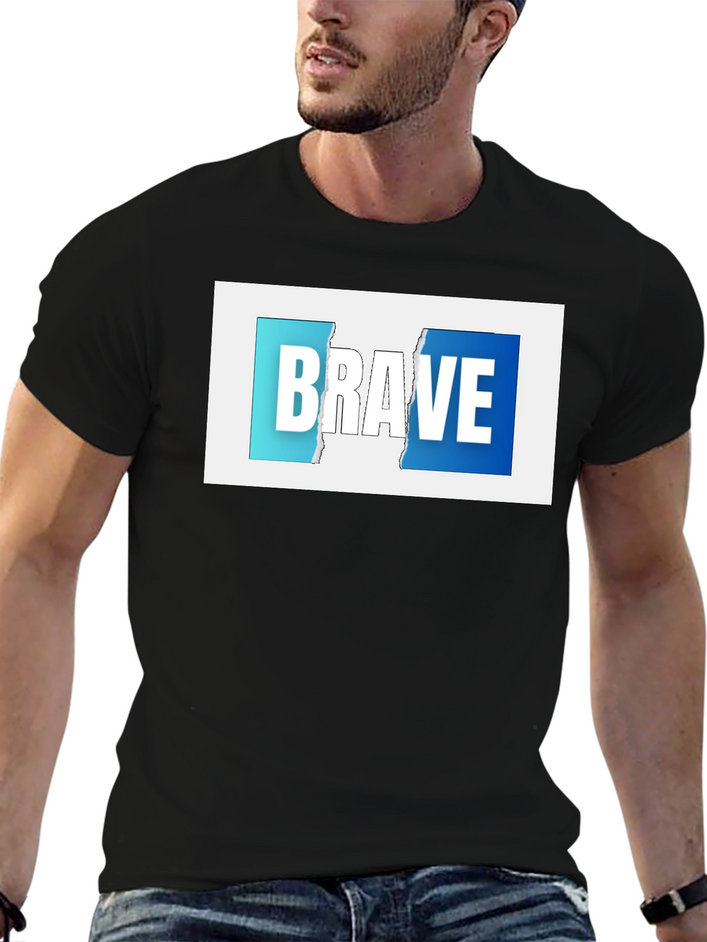 Brave Graphic Print Black T-Shirt