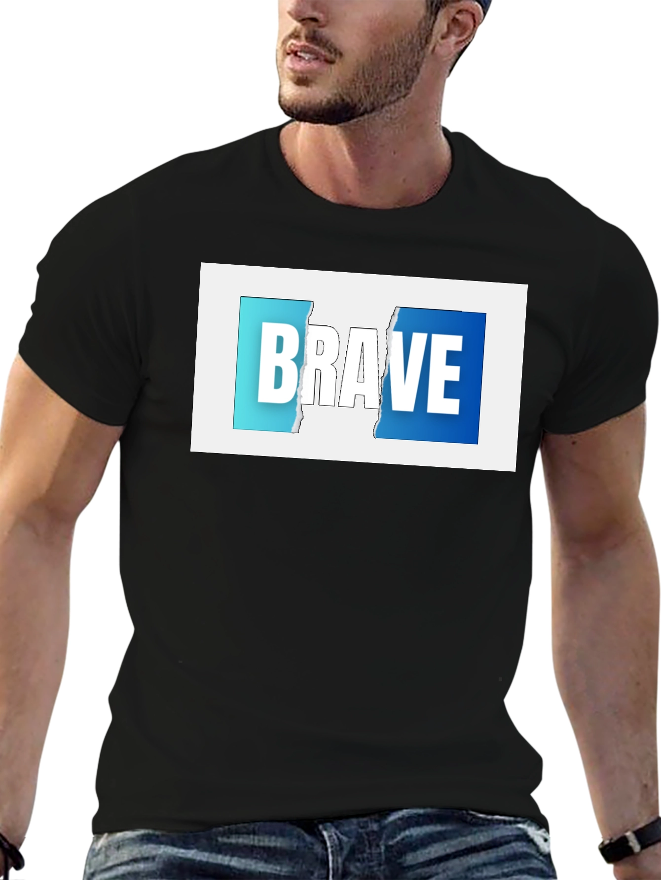 Brave Graphic Print Black T-Shirt