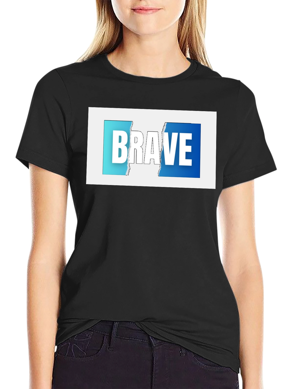 Brave Graphic Print Black T-Shirt