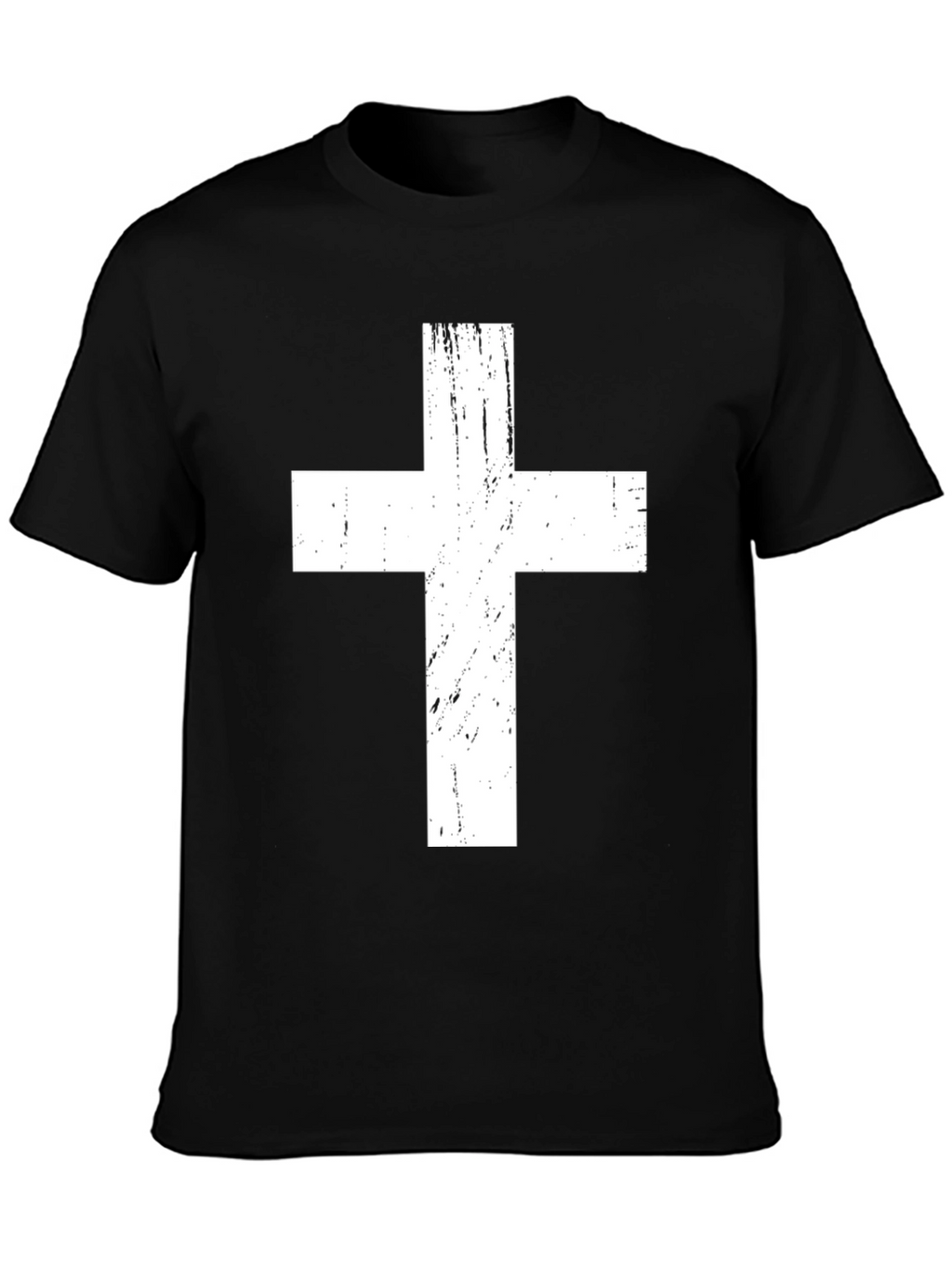 Distressed Cross Graphic Tee - Black Christian T-Shirt