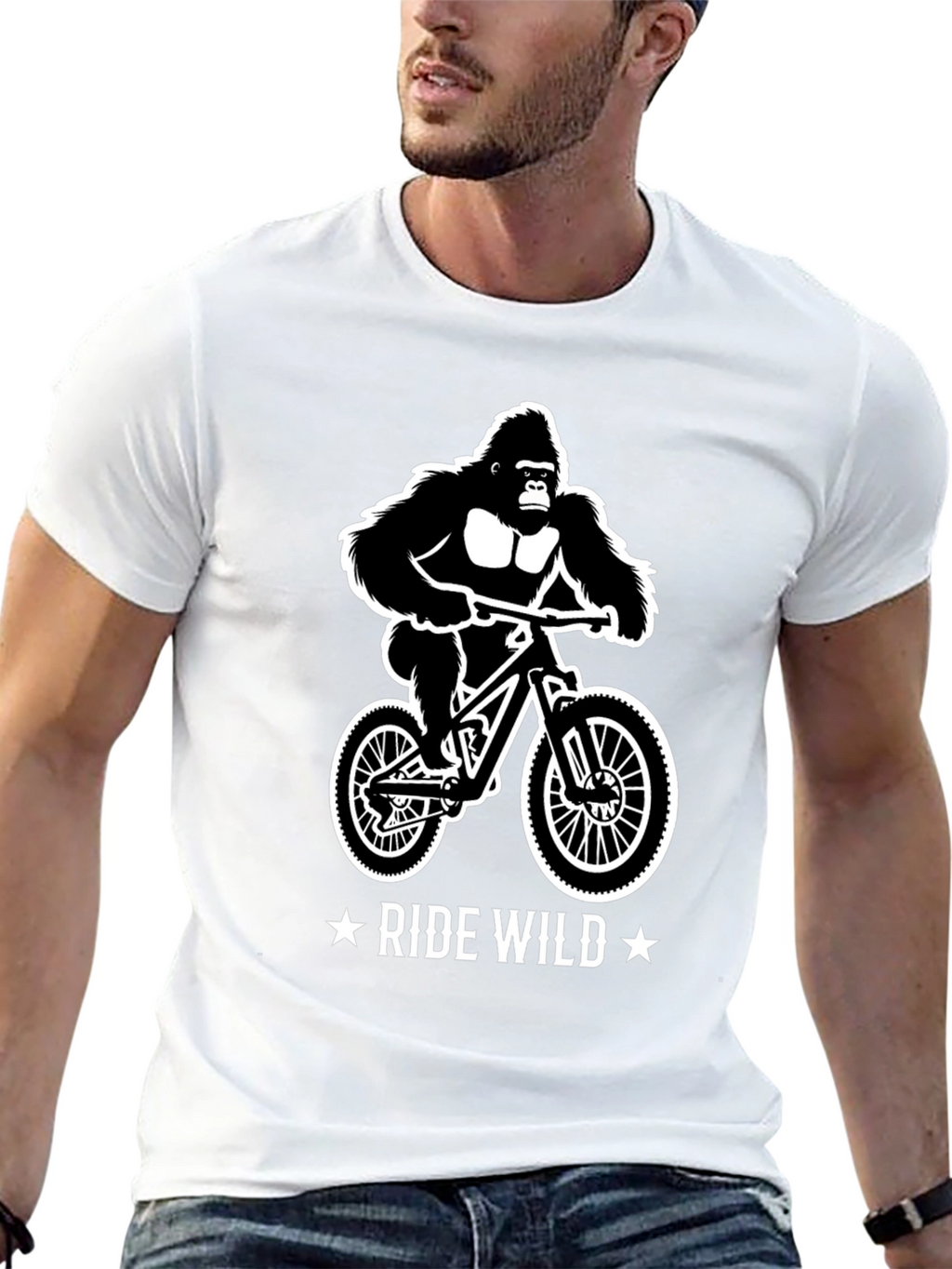 Ride Wild Gorilla T-Shirt - Mountain Biker Gift