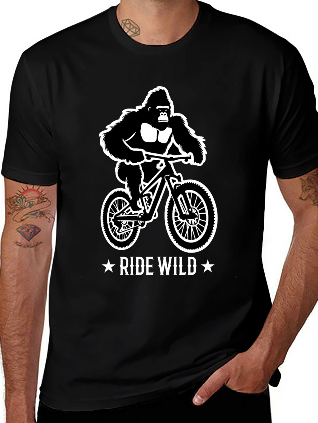 Ride Wild Gorilla T-Shirt - Mountain Biker Gift