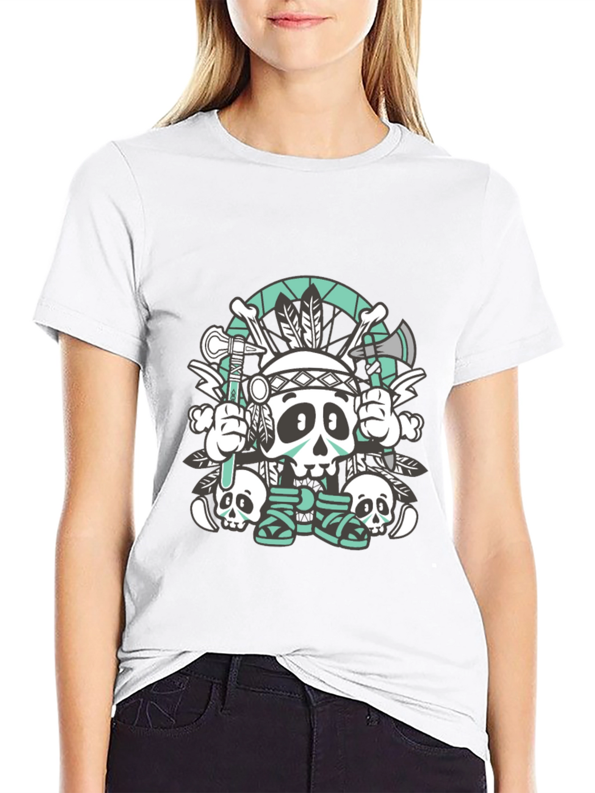 Skull Chief Graphic Tee - Black Cotton T-Shirt