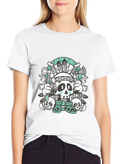 Skull Chief Graphic Tee - Black Cotton T-Shirt