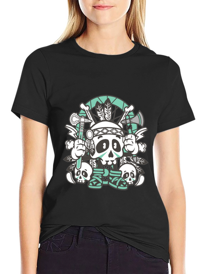 Skull Chief Graphic Tee - Black Cotton T-Shirt