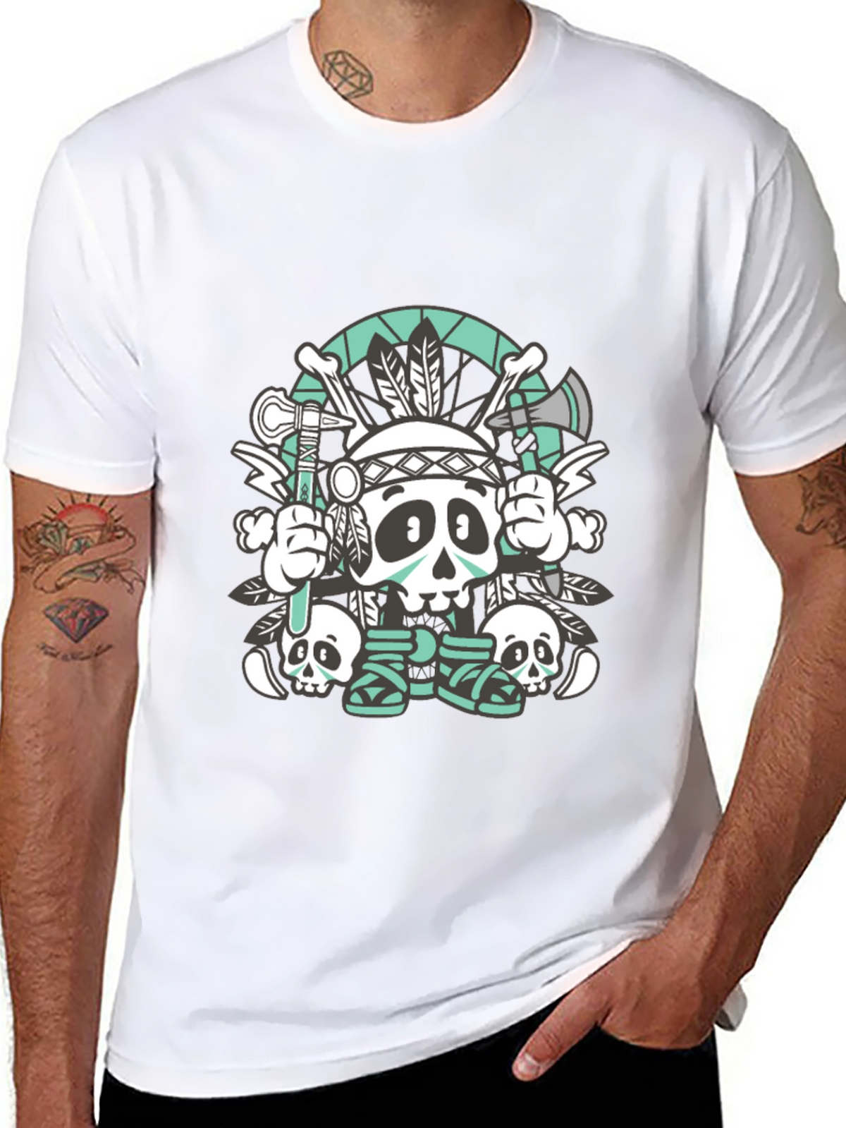 Skull Chief Graphic Tee - Black Cotton T-Shirt