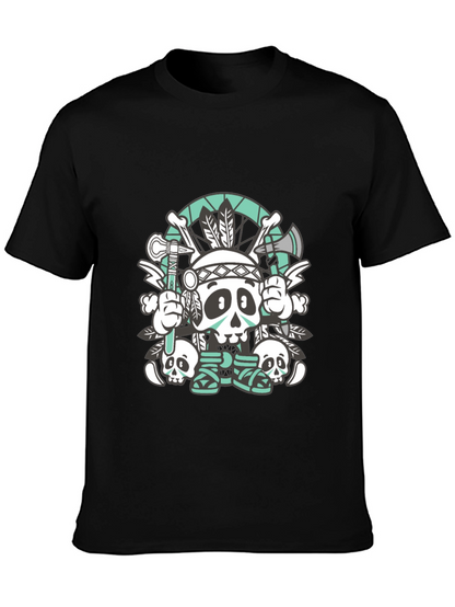 Skull Chief Graphic Tee - Black Cotton T-Shirt