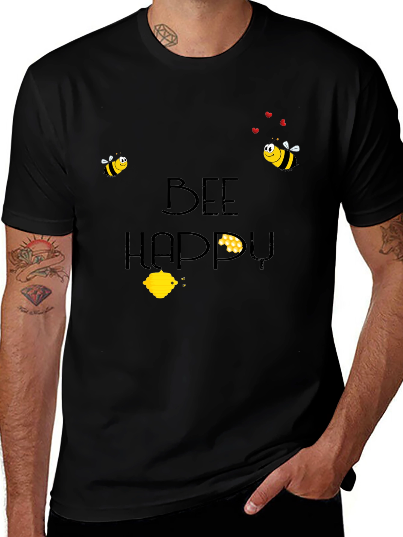 Bee Happy Black T-Shirt