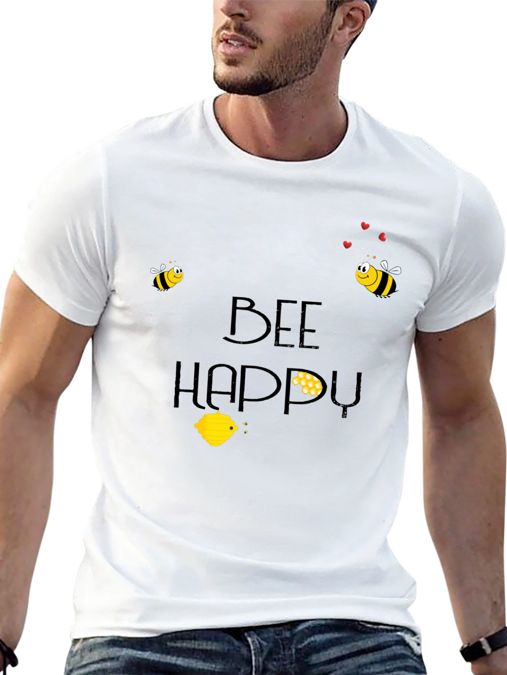 Bee Happy Black T-Shirt