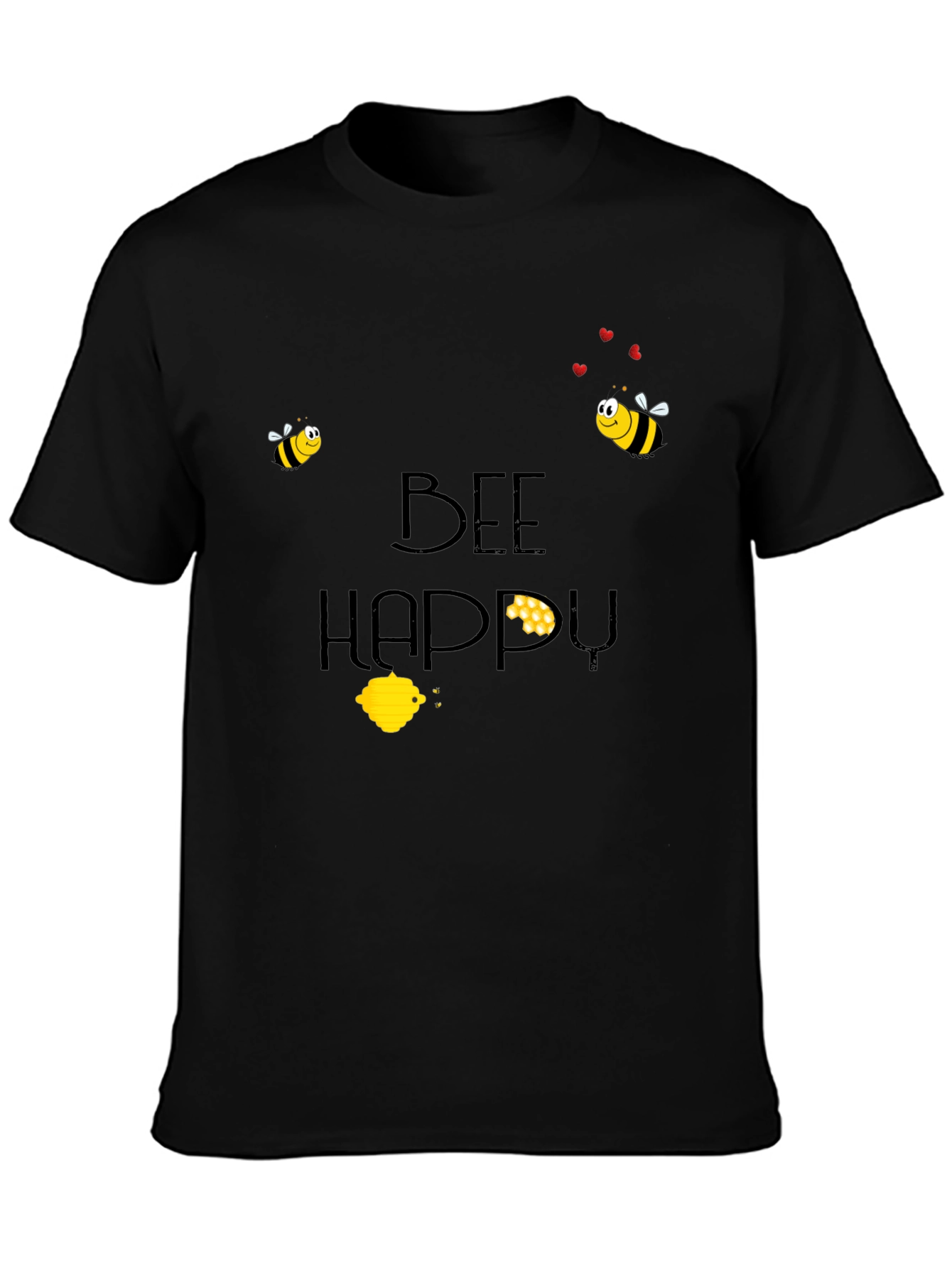 Bee Happy Black T-Shirt
