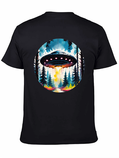 UFO Forest Graphic Tee - Black Cotton T-Shirt