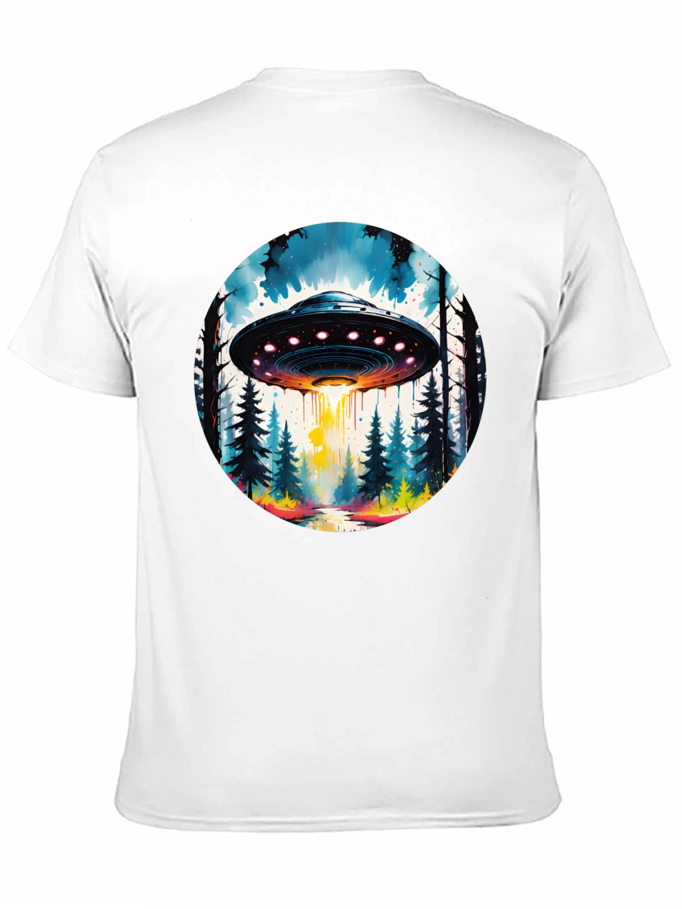 UFO Forest Graphic Tee - Black Cotton T-Shirt