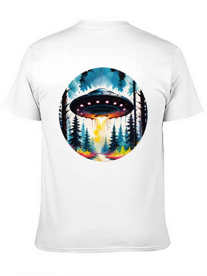 UFO Forest Graphic Tee - Black Cotton T-Shirt