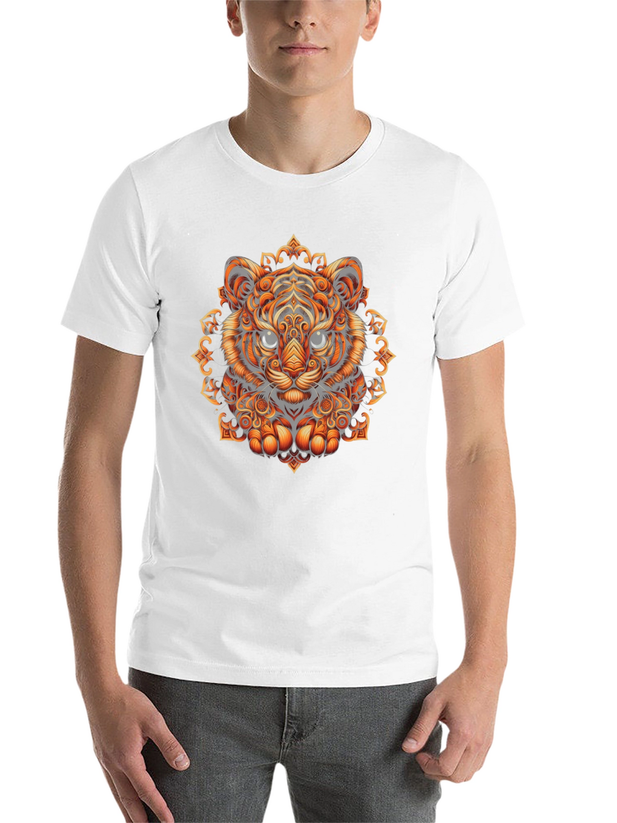 Tiger Mandala Graphic Tee - Stylish Mens Black T-Shirt