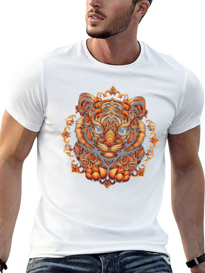 Tiger Mandala Graphic Tee - Stylish Mens Black T-Shirt