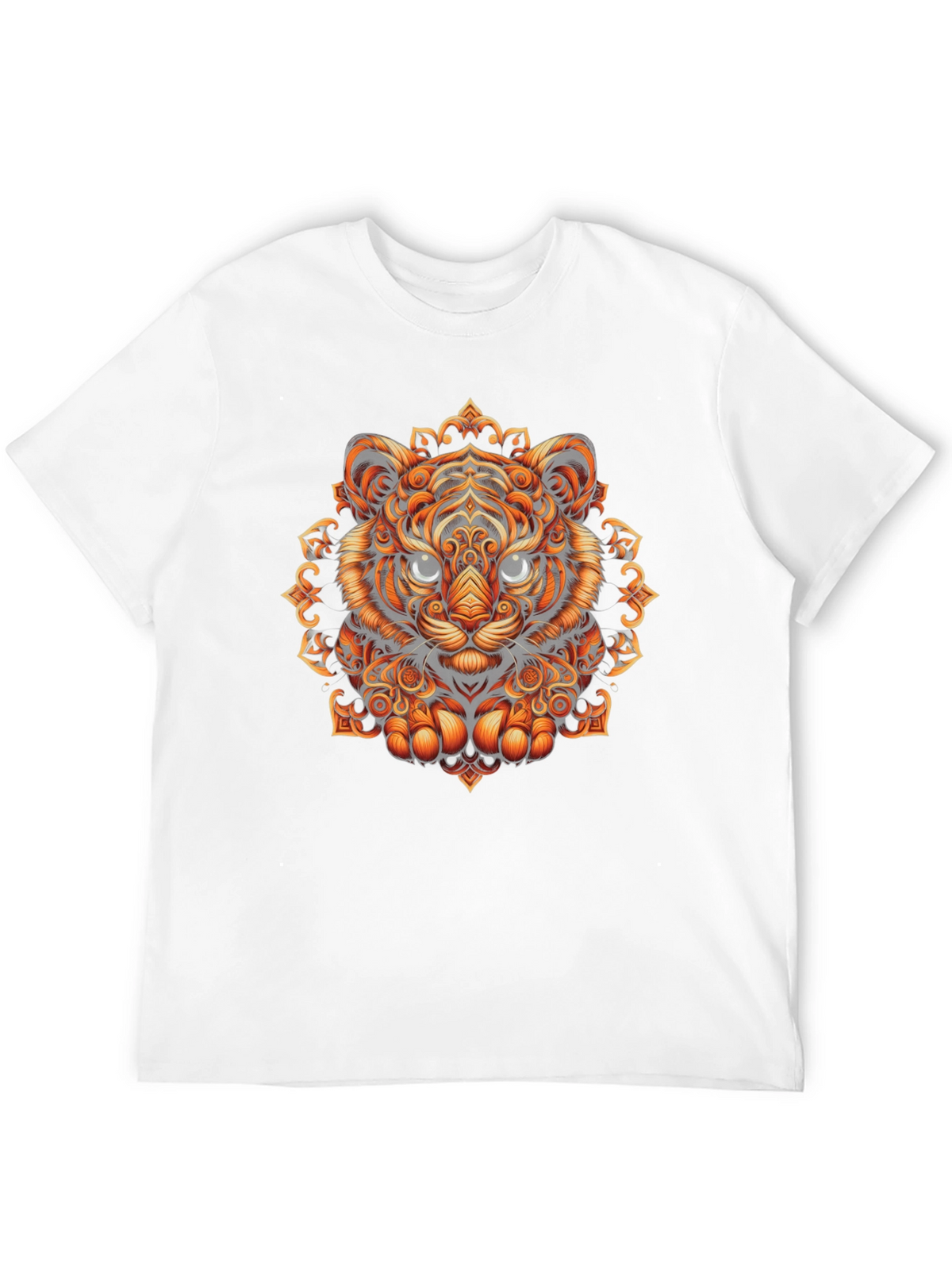 Tiger Mandala Graphic Tee - Stylish Mens Black T-Shirt