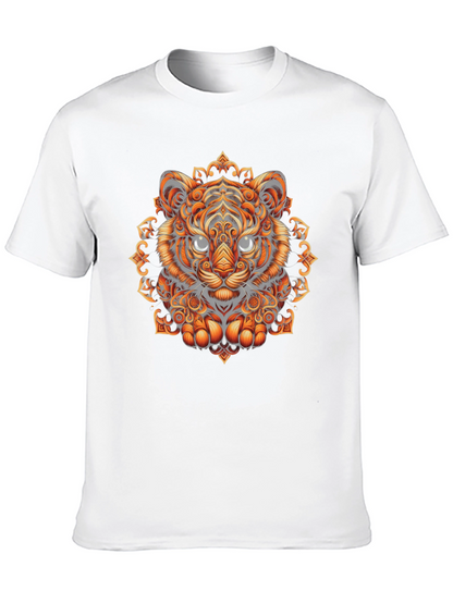 Tiger Mandala Graphic Tee - Stylish Mens Black T-Shirt