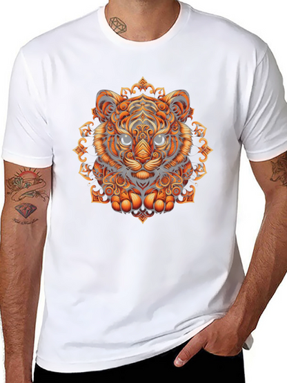 Tiger Mandala Graphic Tee - Stylish Mens Black T-Shirt